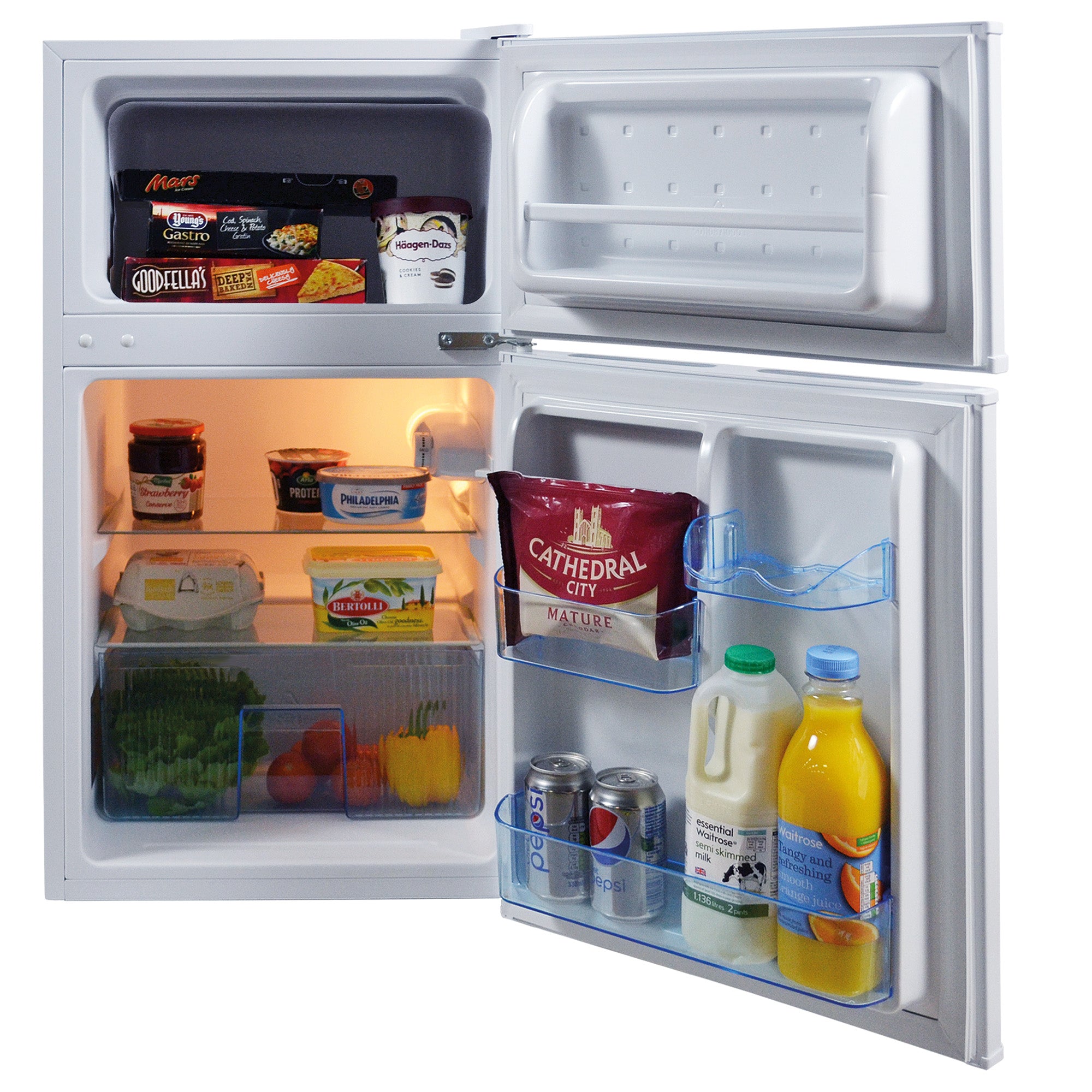 Under Counter Fridge Freezer, 96 Litre, White